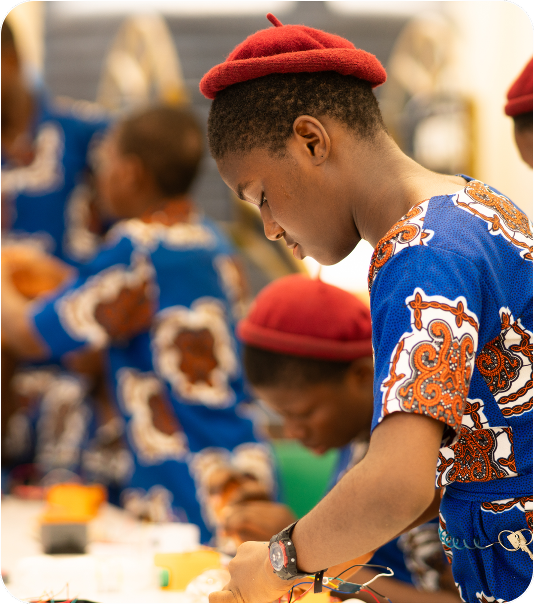 Young girl learning at avatar station