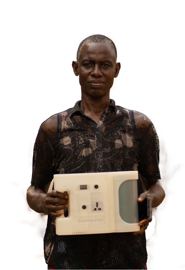 Man holding lighted pod